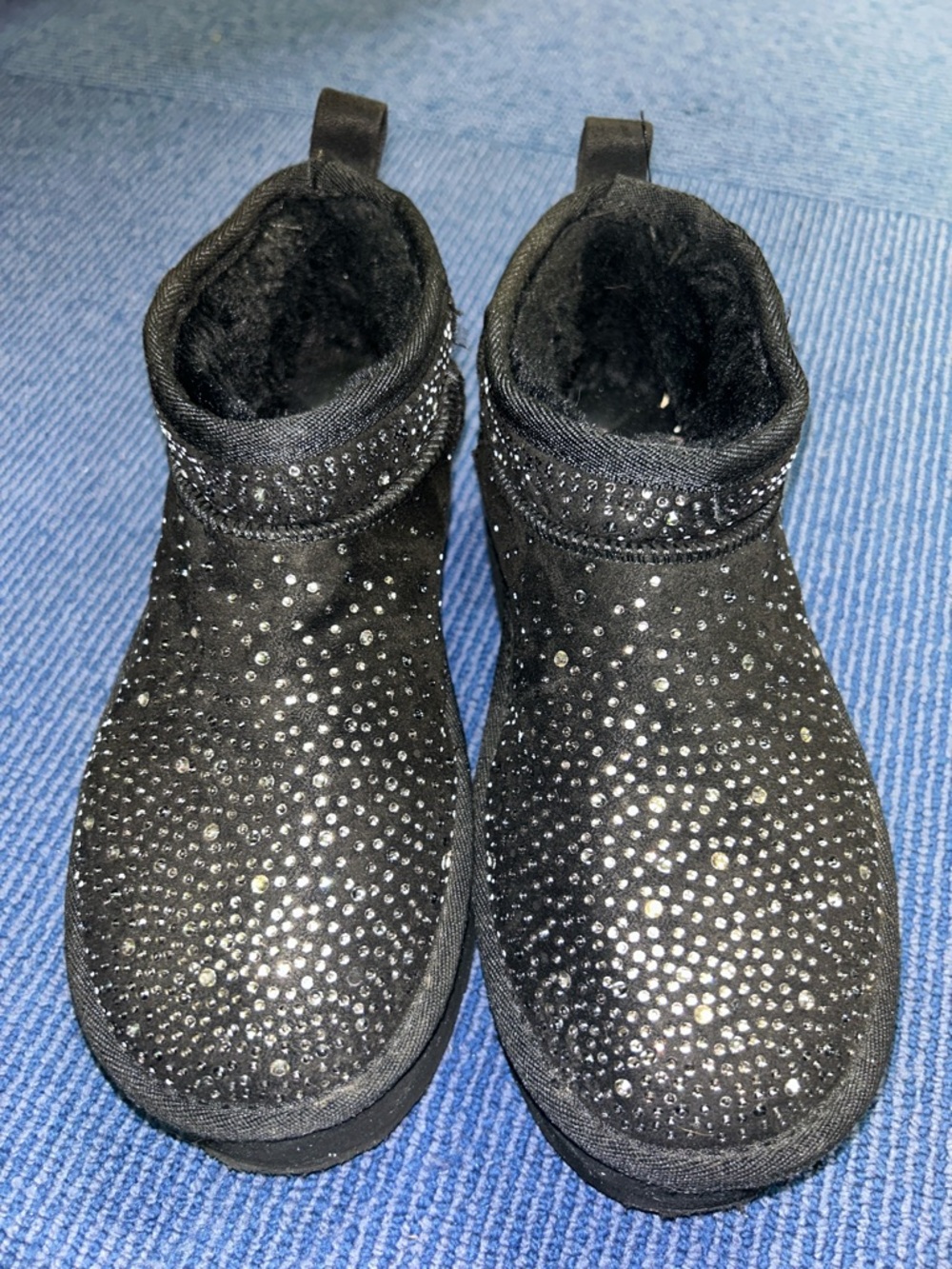 Rock & Candy sz 7.5 Black rhinestone Sparkle platform Ankle Boots
